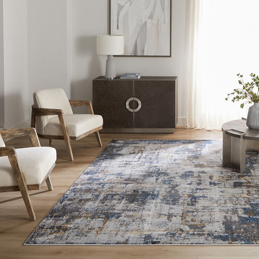 Lavin Rugs T2024 Darica 6'7" x 9'6" Painterly Rug, Grey Blue/Blue