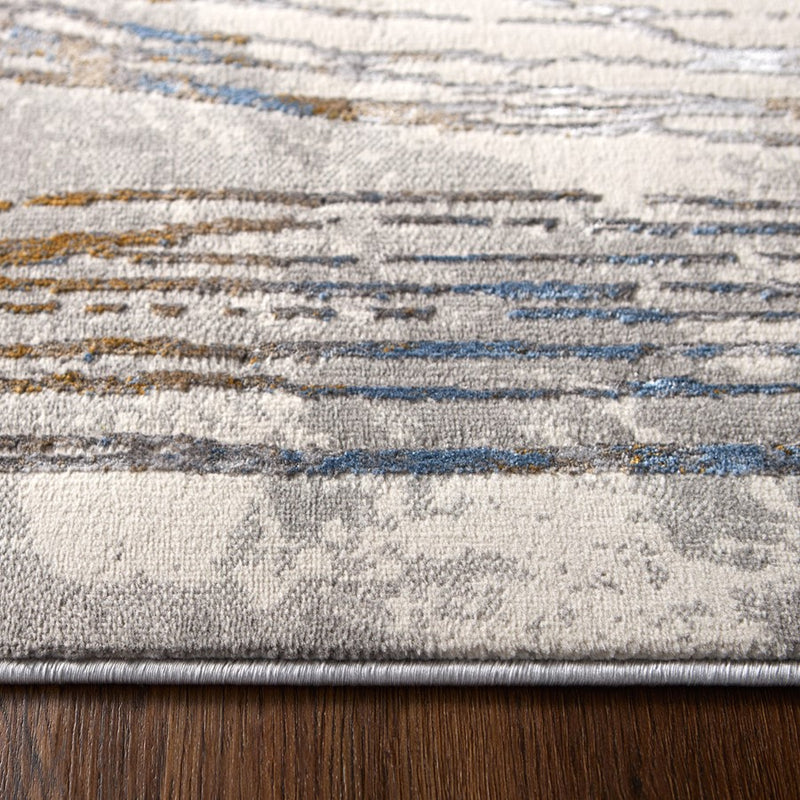 Lavin Rugs T2025 Darica 5'3" x 7'6" Linear Geo Rug, Silver/Mineral