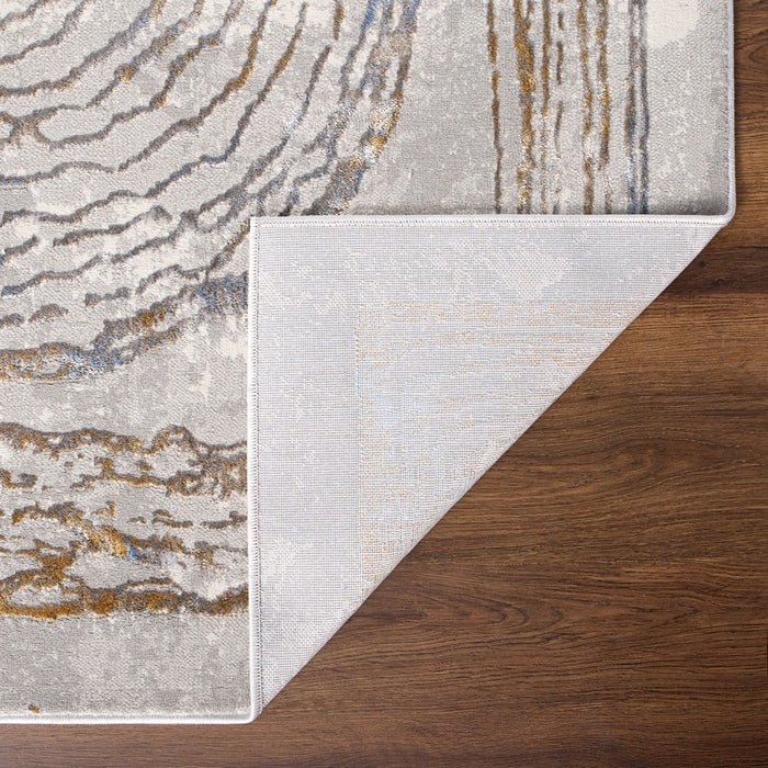 Lavin Rugs T2025 Darica 5'3" x 7'6" Linear Geo Rug, Silver/Mineral