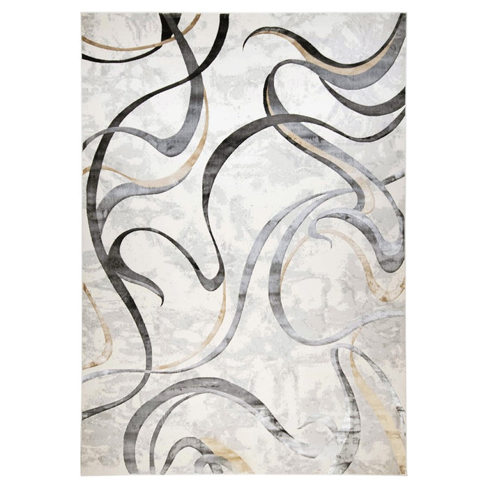 Lavin Rugs T2027 Fatima 5'3" x 7'6" Swirl Rug, Grey Cream/Mineral - T2027-0507
