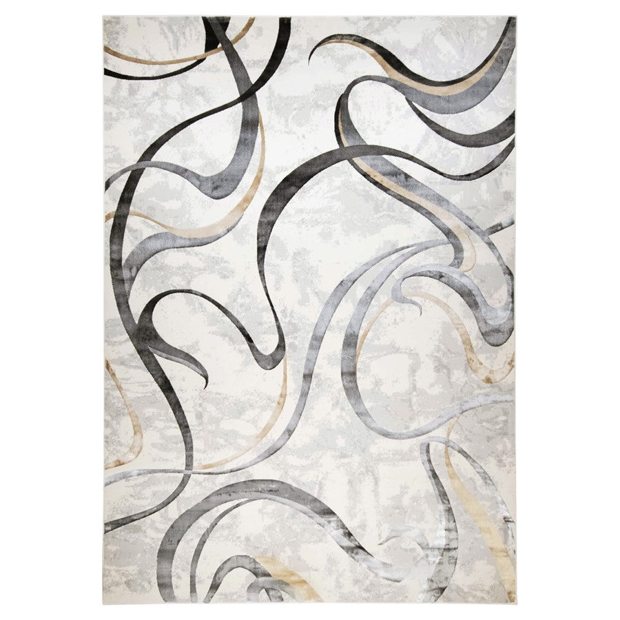 Lavin Rugs T2027 Fatima 5'3" x 7'6" Swirl Rug, Grey Cream/Mineral - T2027-0507