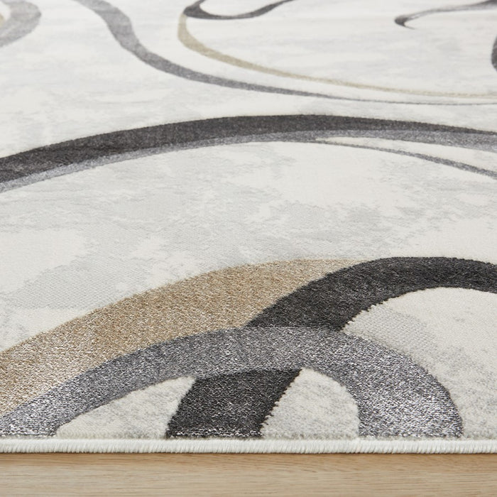 Lavin Rugs T2027 Fatima 5'3" x 7'6" Swirl Rug, Grey Cream/Mineral