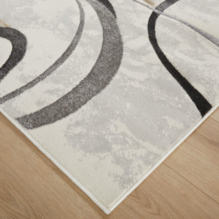 Lavin Rugs T2027 Fatima 5'3" x 7'6" Swirl Rug, Grey Cream/Mineral