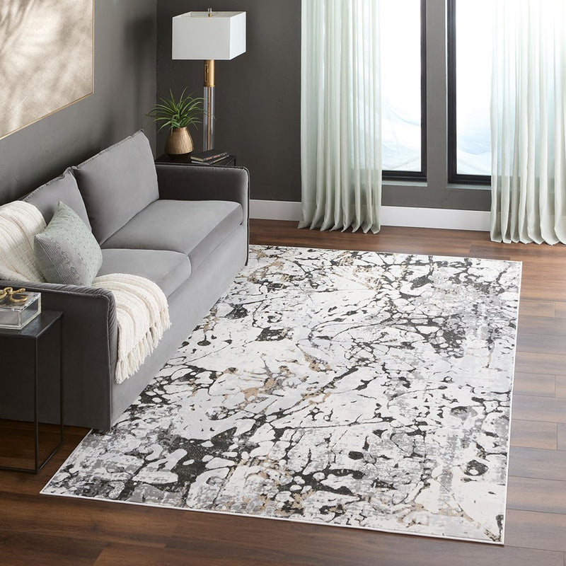 Lavin Rugs T2029 Fatima 2' x 3' Splatter Paint Rug, Cream/Mineral