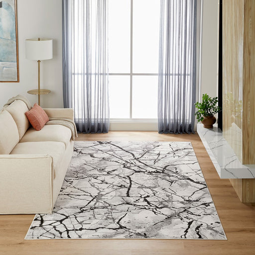 Lavin Rugs T2030 Fatima 9'10" x 13'2" Striations Rug, Cream/Mineral