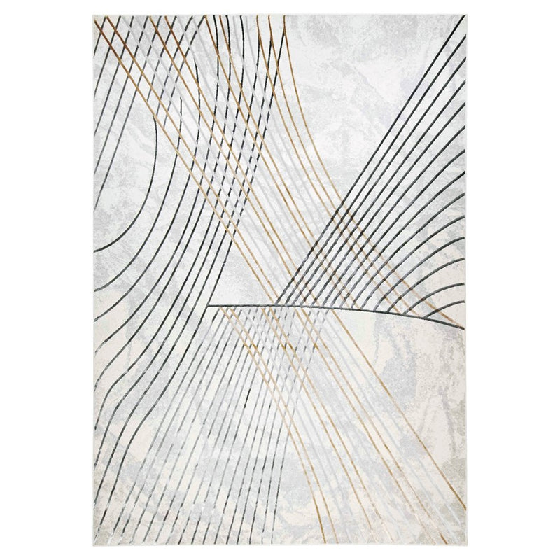Lavin Rugs T2031 Fatima 2' x 3' Linear Geo Rug, Grey Cream/Mineral - T2031-0203