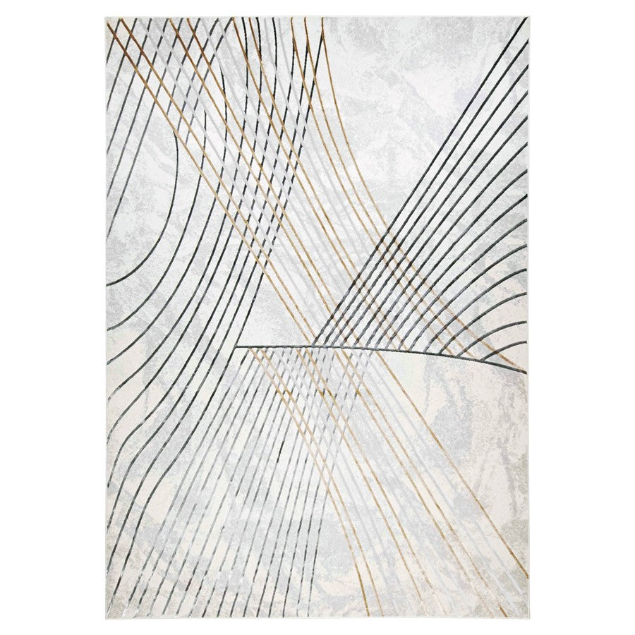 Lavin Rugs T2031 Fatima 2' x 3' Linear Geo Rug, Grey Cream/Mineral - T2031-0203