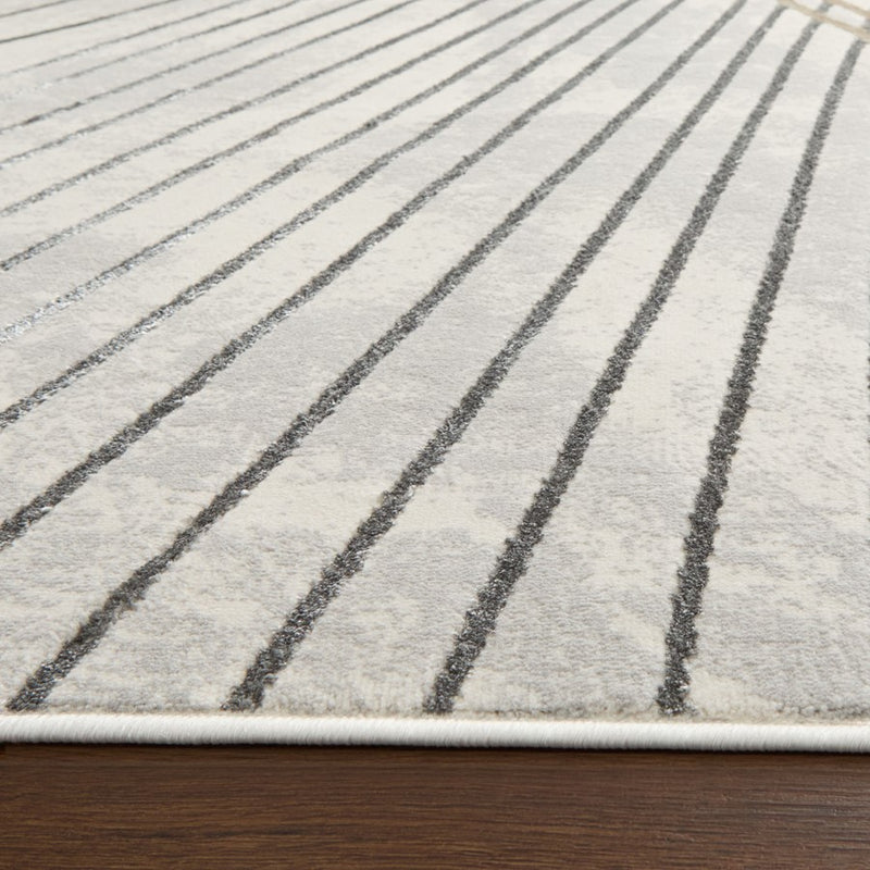 Lavin Rugs T2031 Fatima 2' x 3' Linear Geo Rug, Grey Cream/Mineral