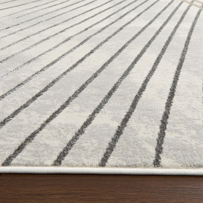 Lavin Rugs T2031 Fatima 2' x 3' Linear Geo Rug, Grey Cream/Mineral