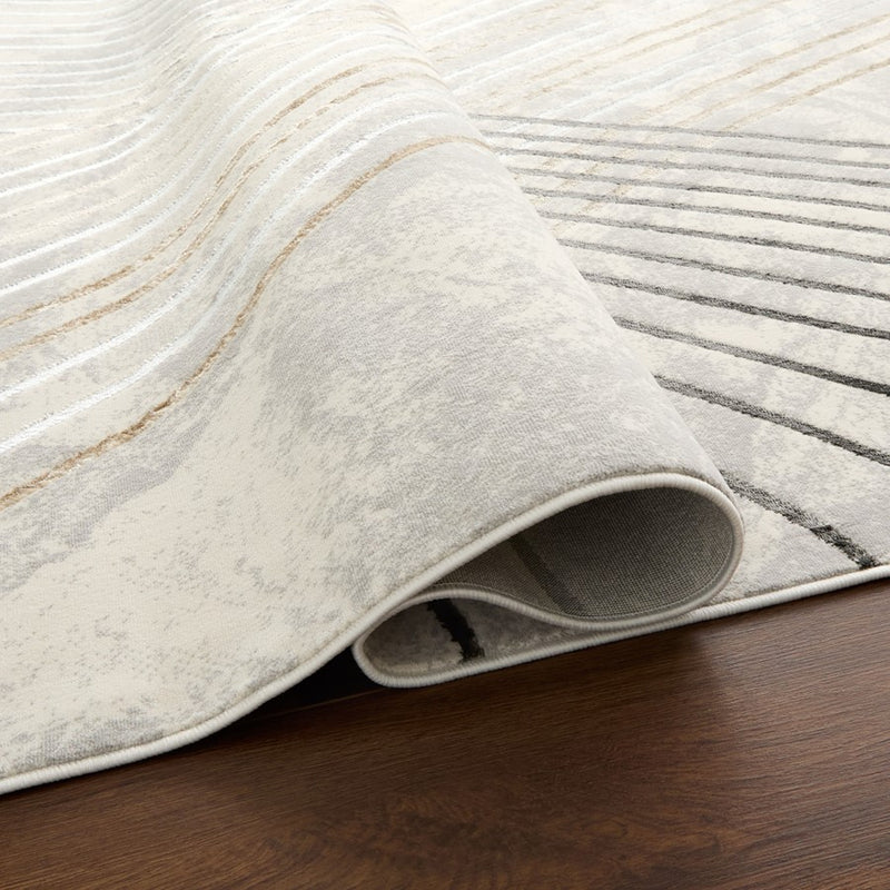 Lavin Rugs T2031 Fatima 2' x 3' Linear Geo Rug, Grey Cream/Mineral