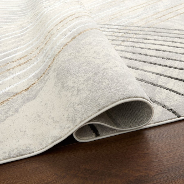 Lavin Rugs T2031 Fatima 2' x 3' Linear Geo Rug, Grey Cream/Mineral