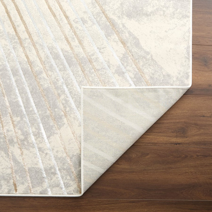 Lavin Rugs T2031 Fatima 2' x 3' Linear Geo Rug, Grey Cream/Mineral