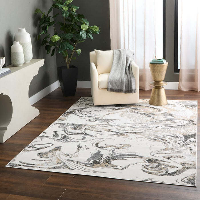 Lavin Rugs T2032 Fatima 6'7" x 9'6" Marbled Rug, Grey Cream/Mineral