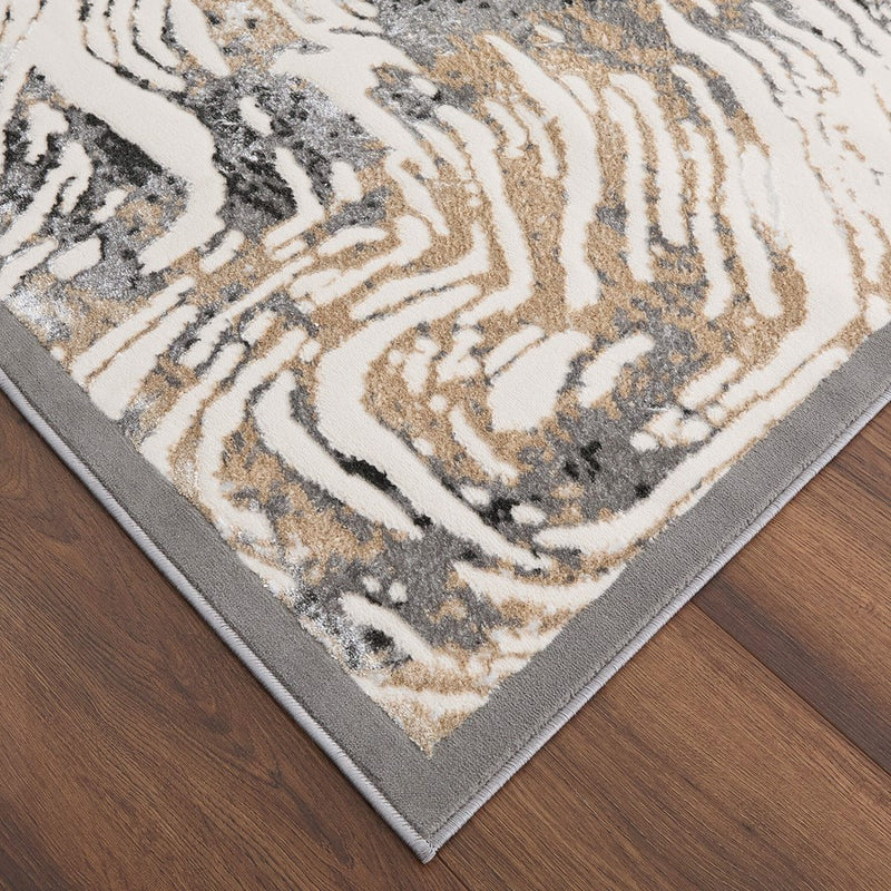 Lavin Rugs T2033 Fatima 2' x 3' Linear Swirl Rug, Cream/Mineral