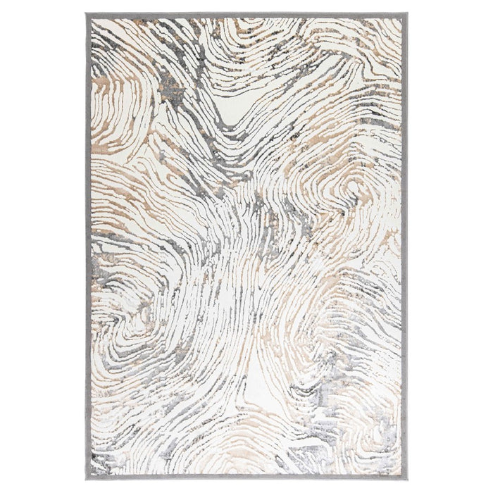 Lavin Rugs T2033 Fatima 5'3" x 7'6" Linear Swirl Rug, Cream/Mineral - T2033-0507