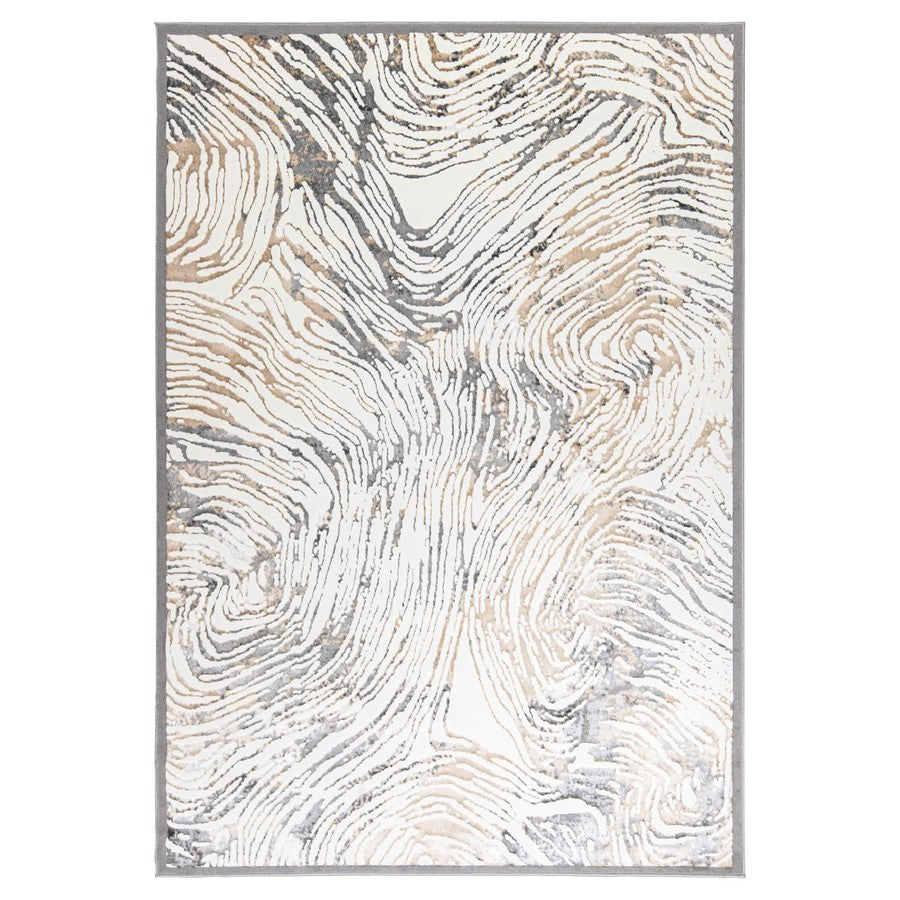Lavin Rugs T2033 Fatima 6'7" x 9'6" Linear Swirl Rug, Cream/Mineral - T2033-0609