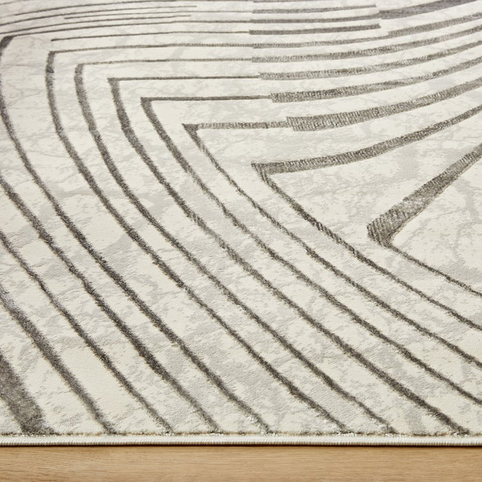 Lavin Rugs T2035 Fatima 2' x 3' Linear Geo Rug, Grey Cream/Mineral