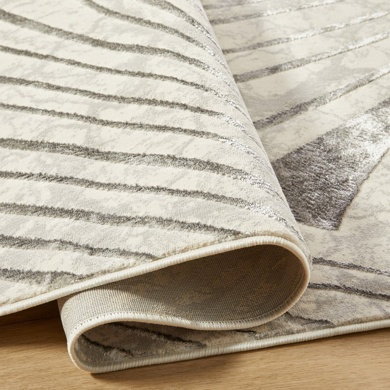 Lavin Rugs T2035 Fatima 2' x 3' Linear Geo Rug, Grey Cream/Mineral