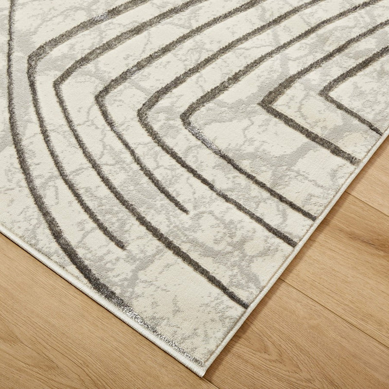 Lavin Rugs T2035 Fatima 2' x 3' Linear Geo Rug, Grey Cream/Mineral