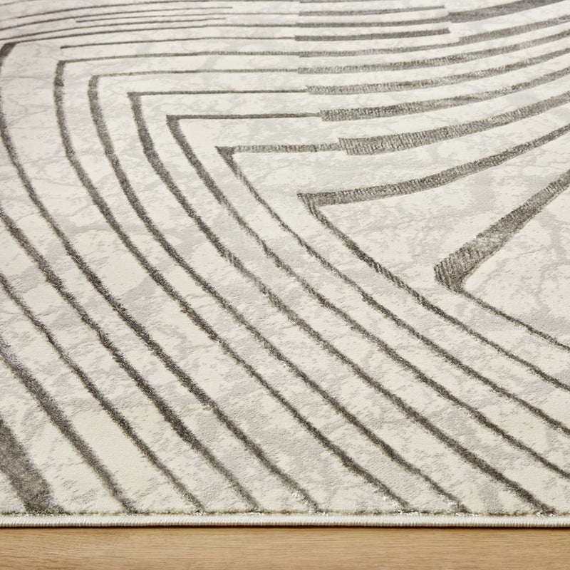 Lavin Rugs T2035 Fatima 5'3" x 7'6" Linear Geo Rug, Cream/Mineral