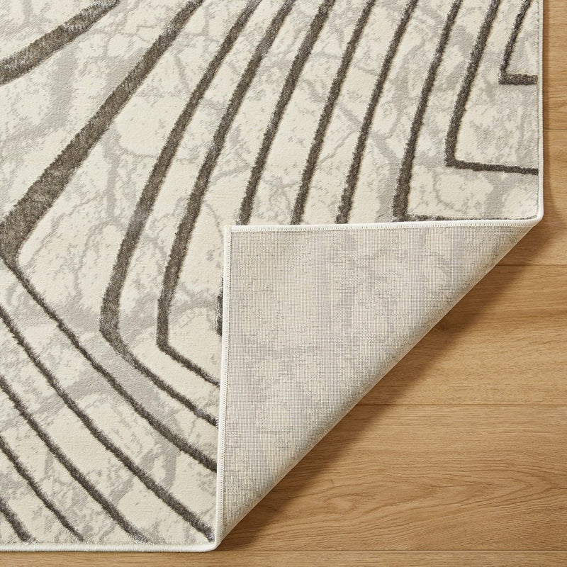 Lavin Rugs T2035 Fatima 5'3" x 7'6" Linear Geo Rug, Cream/Mineral