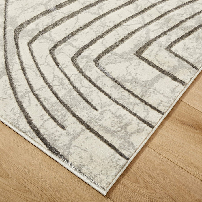 Lavin Rugs T2035 Fatima 9'10" x 13'2" Linear Geo Rug, Cream/Mineral