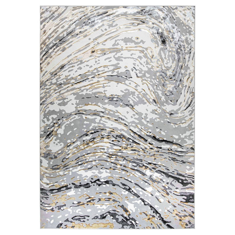 Lavin Rugs T2036 Fatima 5'3" x 7'6" Linear Swirl Rug, Cream/Mineral - T2036-0507