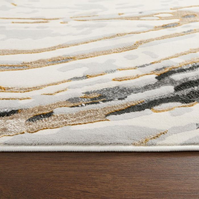 Lavin Rugs T2036 Fatima 5'3" x 7'6" Linear Swirl Rug, Cream/Mineral