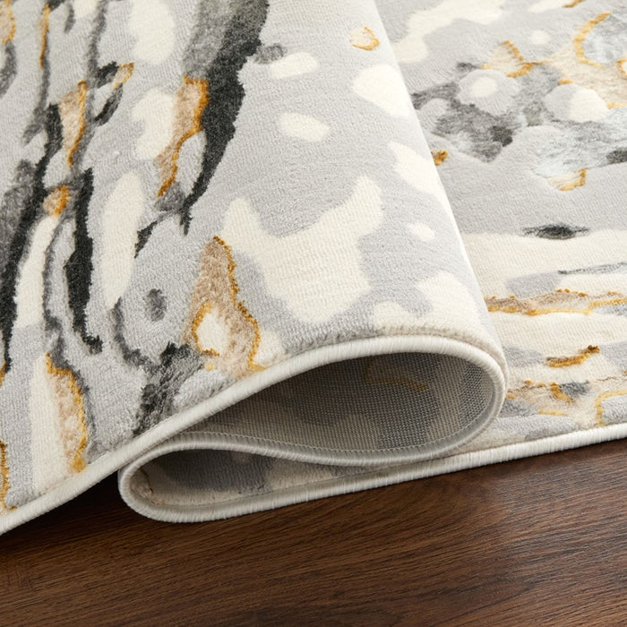 Lavin Rugs T2036 Fatima 5'3" x 7'6" Linear Swirl Rug, Cream/Mineral