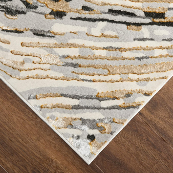 Lavin Rugs T2036 Fatima 5'3" x 7'6" Linear Swirl Rug, Cream/Mineral