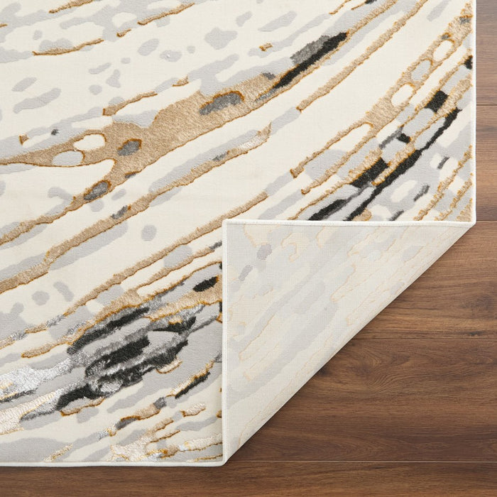 Lavin Rugs T2036 Fatima 7'10" x 10'10" Linear Swirl Rug, Cream/Min