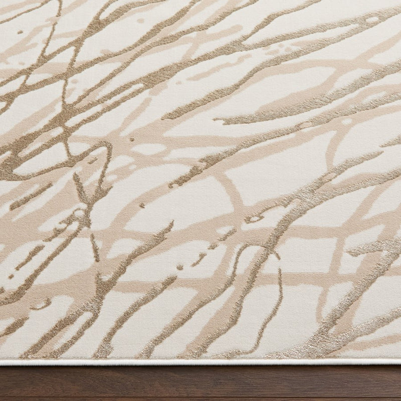Lavin Rugs T2037 Fatima 2' x 3' Linear Swirl Rug, Cream Beige/Gold