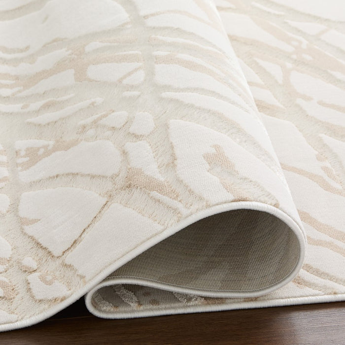 Lavin Rugs T2037 Fatima 6'7" x 9'6" Linear Swirl Rug, Beige/Gold