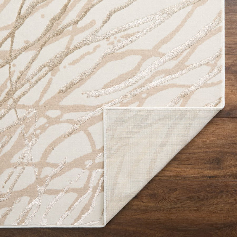 Lavin Rugs T2037 Fatima 7'10" x 10'10" Linear Swirl Rug, Beige/Gold