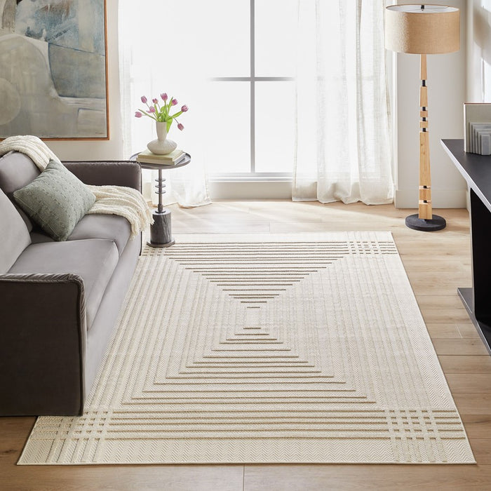 Lavin Rugs T2038 Forza 9'10" x 13'2" Geometric Rug, Cream/Neutral