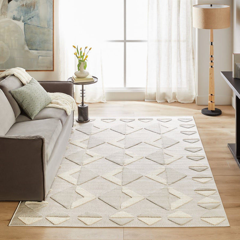 Lavin Rugs T2039 Forza 2' x 3' Geometric Rug, Cream Grey/Neutral