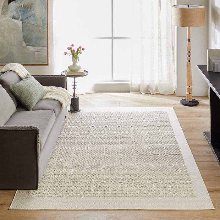 Lavin Rugs T2041 Forza 7'10"x10'10" Checker Rug, Cream/Neutral