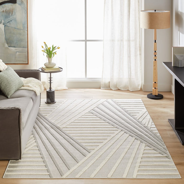 Lavin Rugs T2042 Forza 9'10" x 13'2" Linear Rug, Cream Grey/Neutral