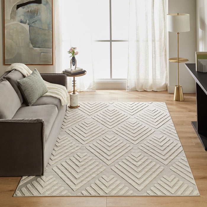Lavin Rugs T2044 Forza 6'7" x 9'6" Geo Rug, Cream Grey/Neutral