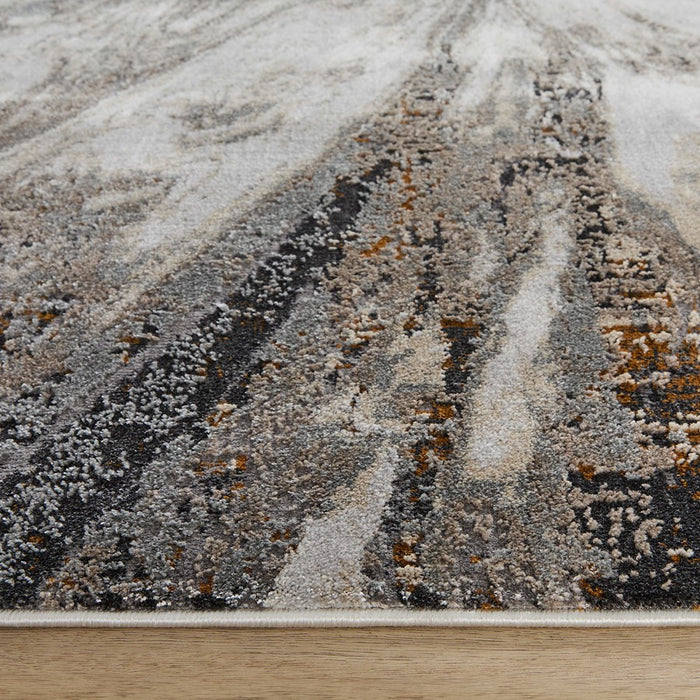 Lavin Rugs T2045 Hadim 5'3" Marbled Round Rug, Grey Grey Gold/Earth