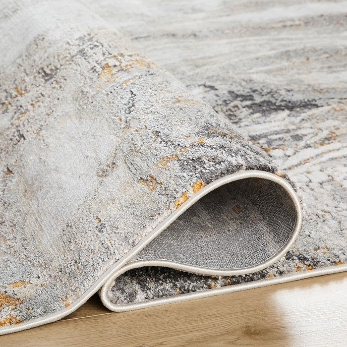 Lavin Rugs T2045 Hadim 5'3" Marbled Round Rug, Grey Grey Gold/Earth