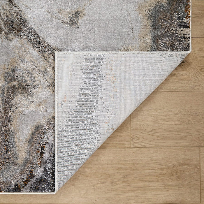 Lavin Rugs T2045 Hadim 5'3" Marbled Round Rug, Grey Grey Gold/Earth