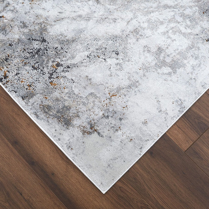 Lavin Rugs T2046 Hadim 6'6" Marbled Round Rug, Cream Grey Gold/Earth