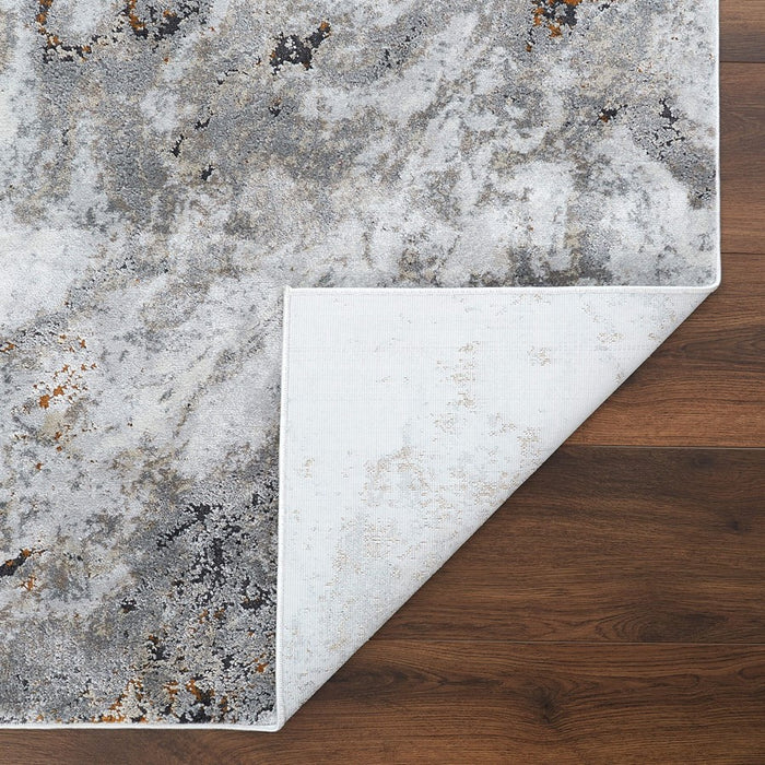 Lavin Rugs T2046 Hadim 6'6" Marbled Round Rug, Cream Grey Gold/Earth