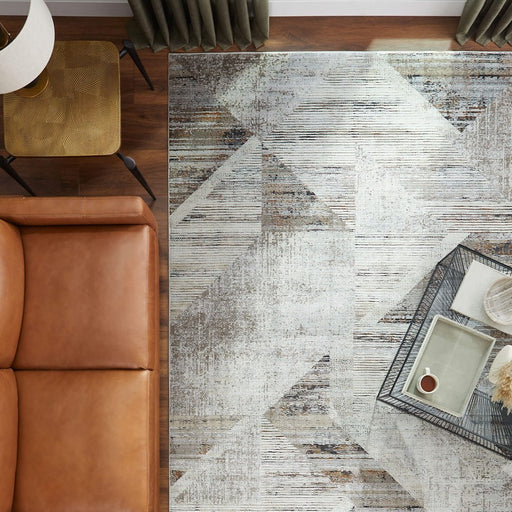 Lavin Rugs T2047 Hadim 2'8" x 7'10" Geo Runner, Grey Cream/Mineral