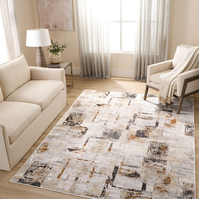 Lavin Rugs T2048 Hadim 7'10" x 10'10" Geo Rug, Grey Grey Gold/Earth