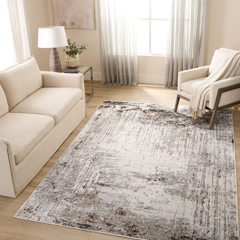 Lavin Rugs T2051 Hadim 6'7" x 9'6" Painterly Rug, Gold/Black/Grey