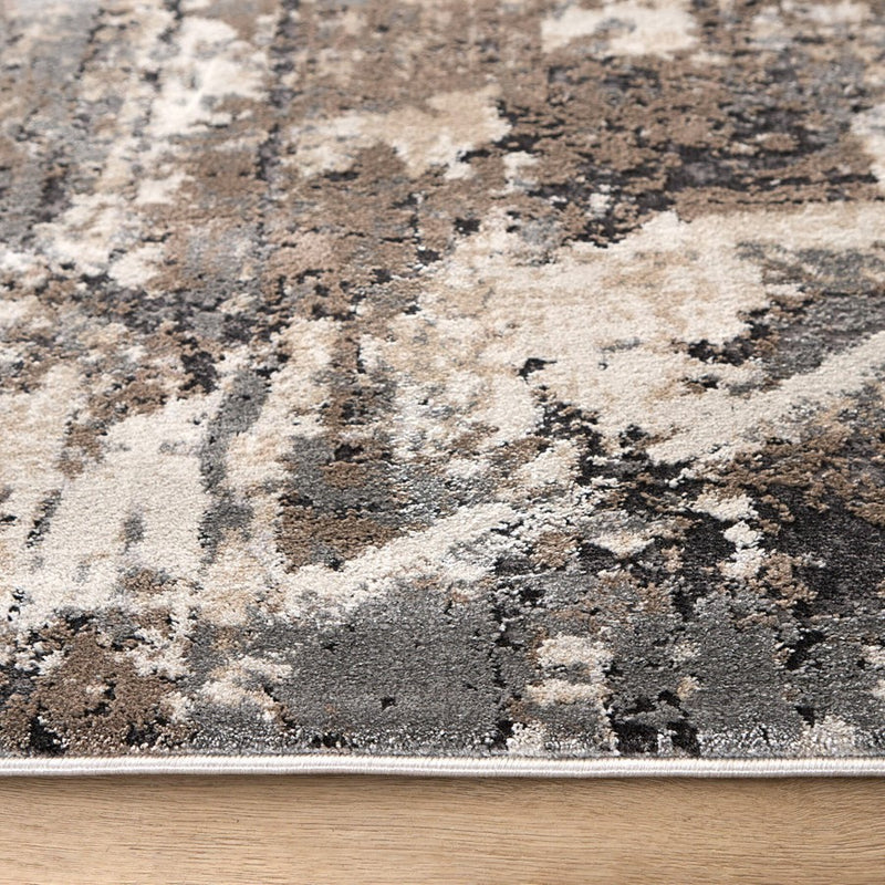 Lavin Rugs T2052 Hadim 5'3" Painterly Round Rug, Gold/Black/Grey