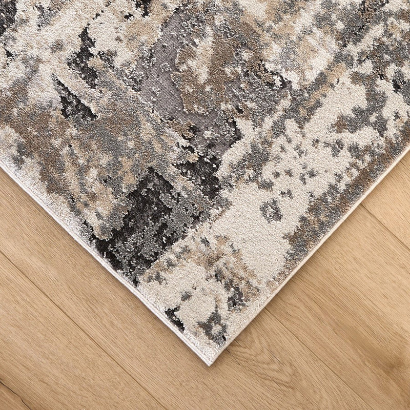 Lavin Rugs T2052 Hadim 5'3" Painterly Round Rug, Gold/Black/Grey