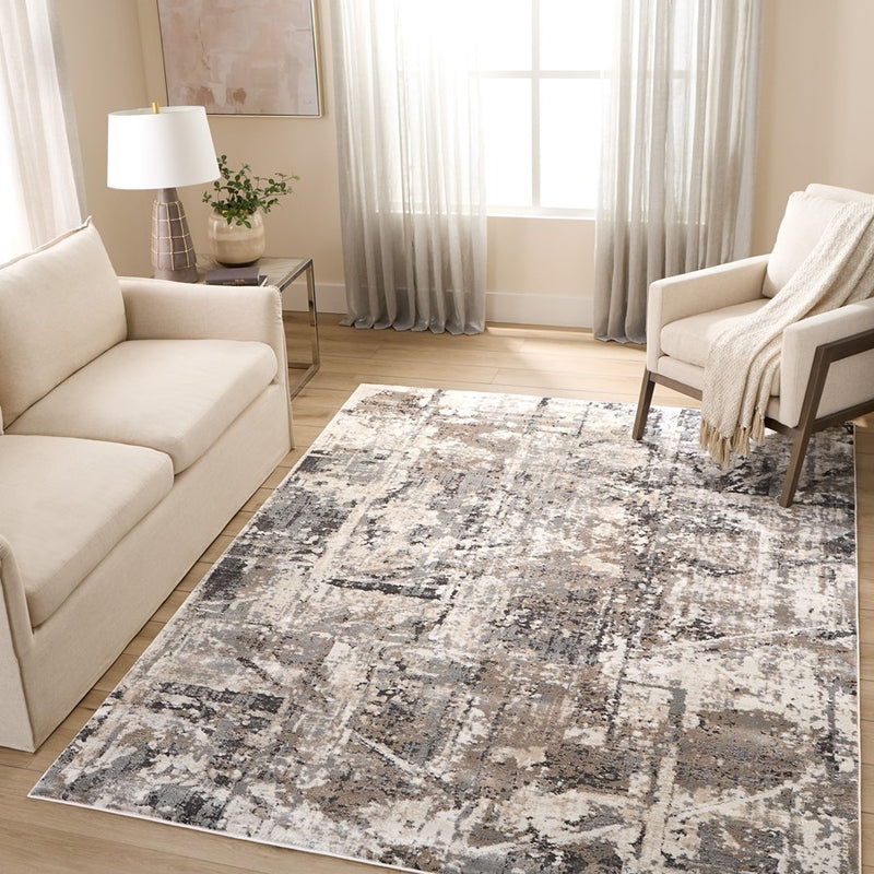 Lavin Rugs T2052 Hadim 7'10" Painterly Round Rug, Gold/Black/Grey